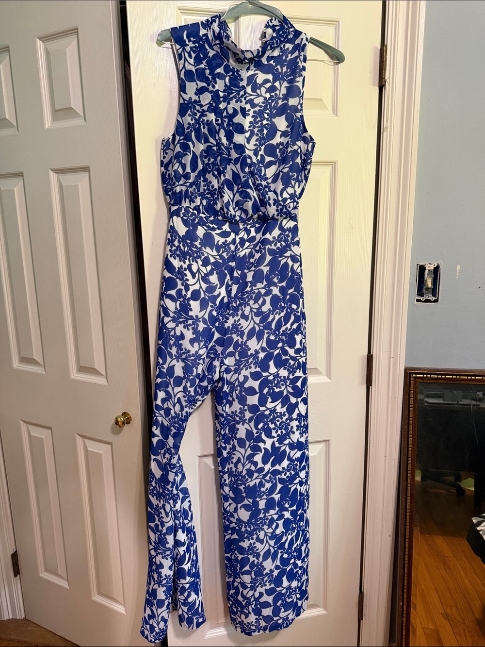 Sugarlips Blue and White Floral Sleeveless Jumpsuit